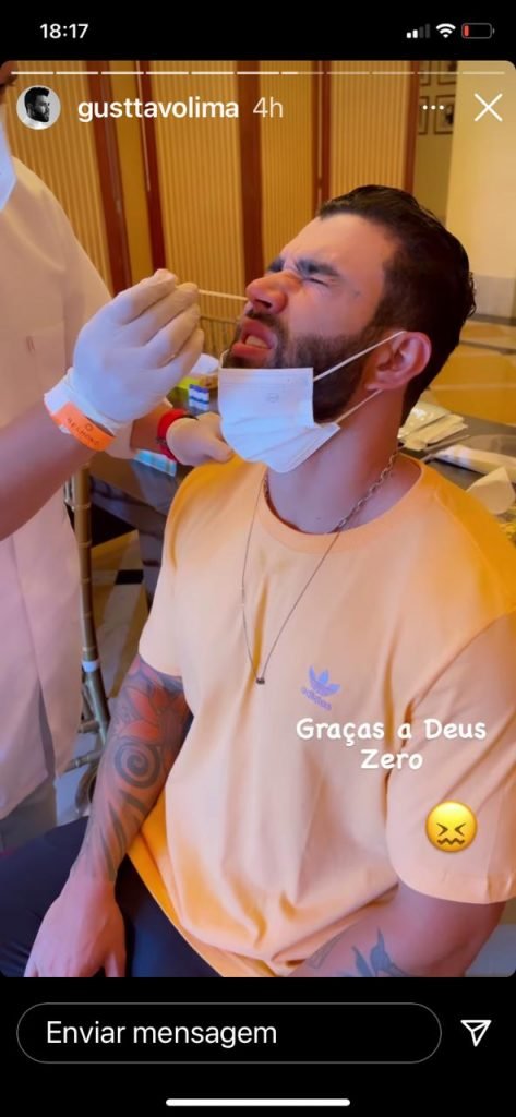 Além disso, o cantor Gusttavo Lima fez teste para Covid-19