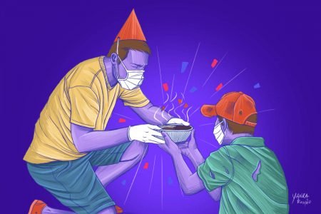 ilustração aniversário solidário na pandemia