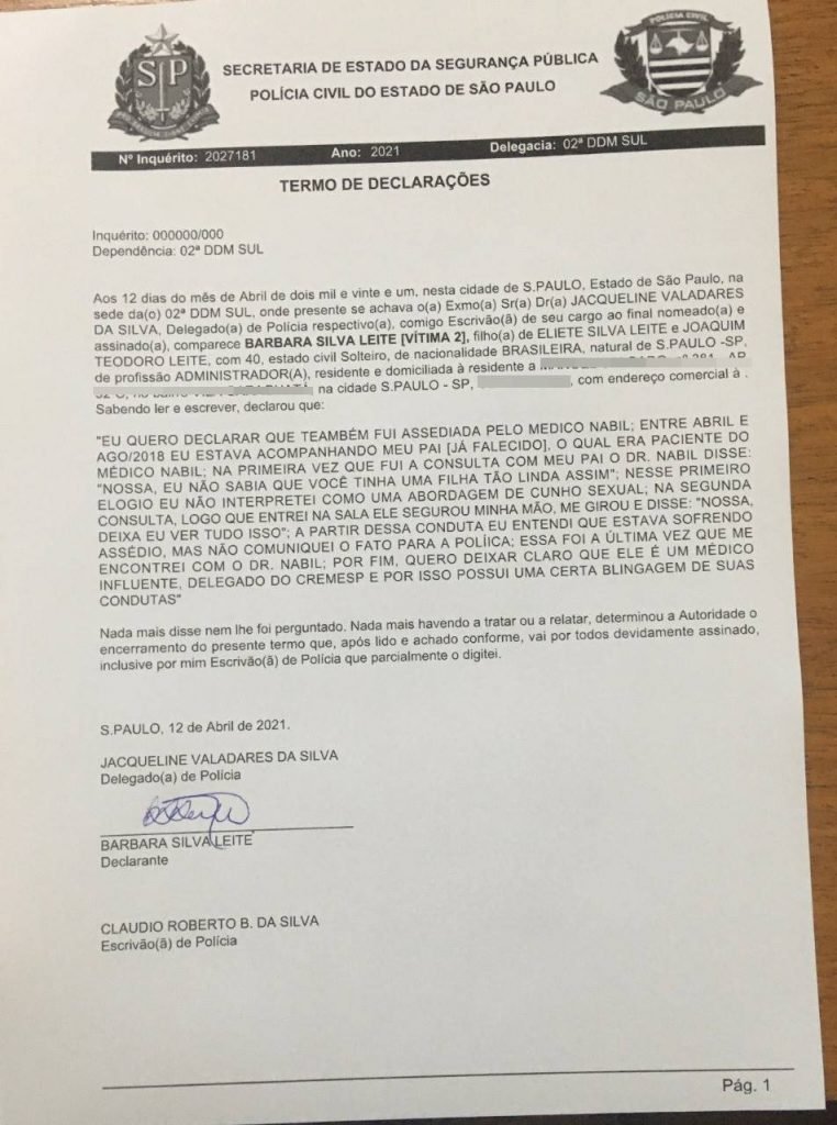 Boletim de Ocorrência Bárbara Leite