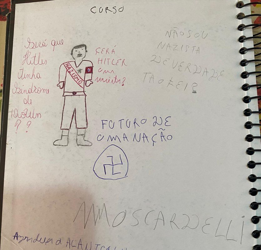 Caderno apreendido com adolescente que planejava massacre em Goiânia (GO)