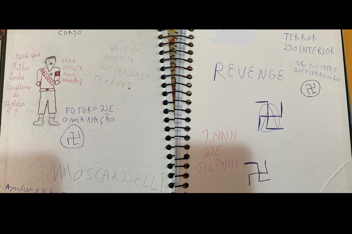 Cadernos de adolescente suspeito de planejar ataque a escola em Goiânia