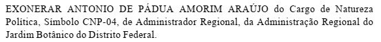 Exoneração no DODF