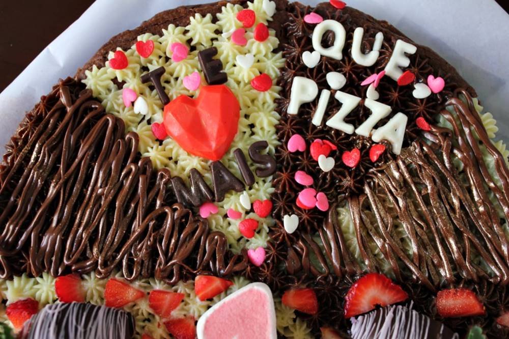 Pizza de brownie da Conchego Brownie