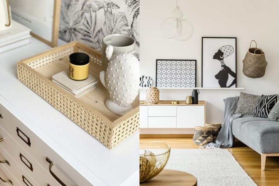objetos de decoração palha