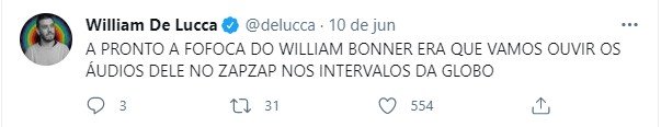 Tweet sobre William Bonner