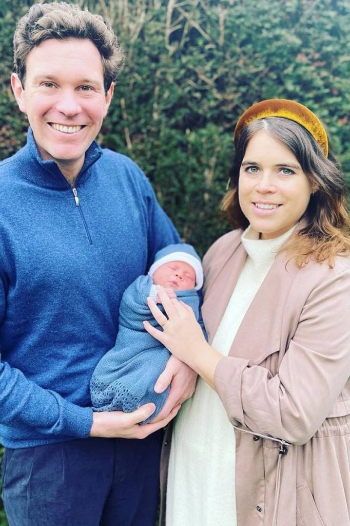 Jake Brooksbank and Princess Eugenie with August Philip