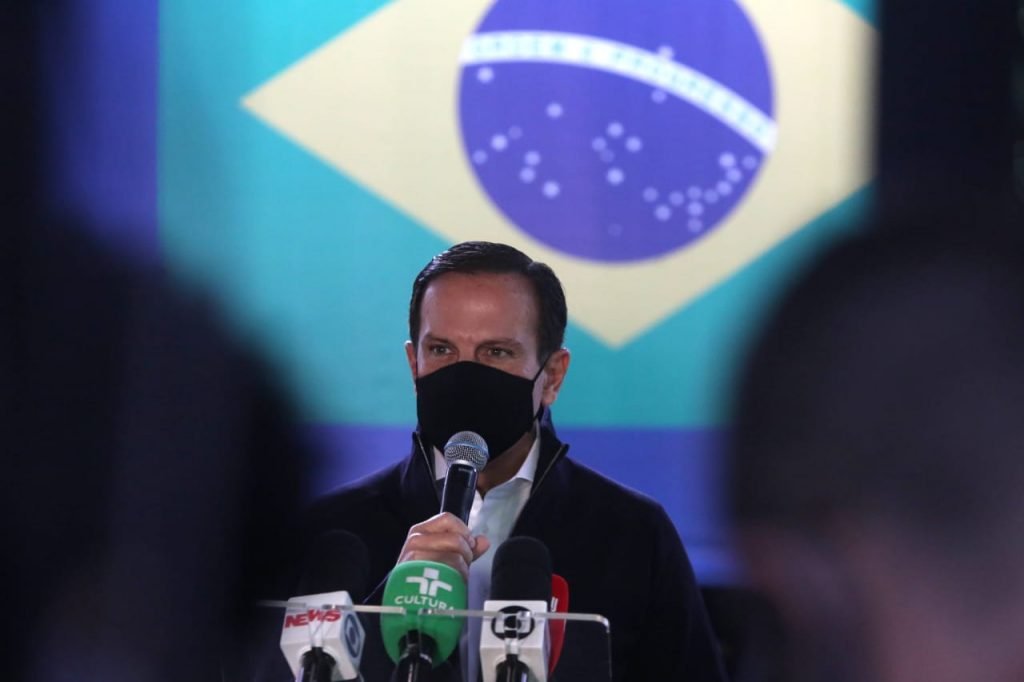 Doria em coletiva de imprensa