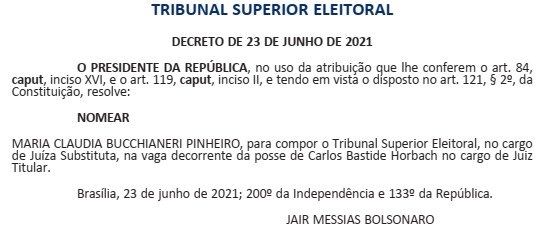 Maria Claudia Bucchianeri assume como juíza substituta no TSE