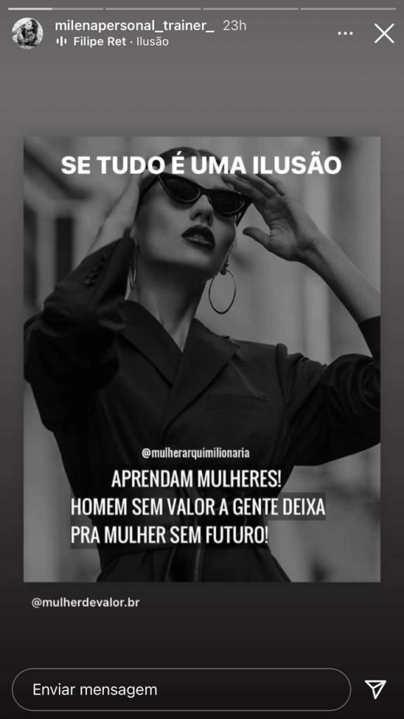 Milena Nogueira postou indireta nos Stories