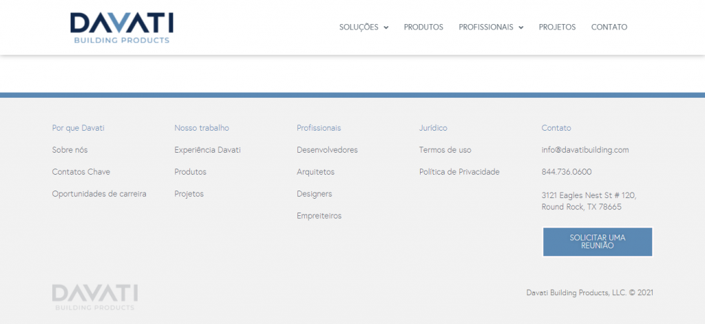 Site da Davati Building Products, empreiteira que também pertence ao empresário Herman Cardenas
