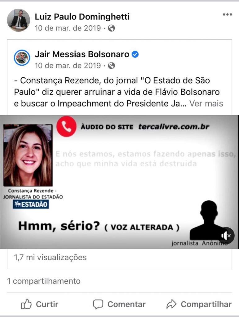Publicação feita por Luiz Paulo Dominguetti Pereira em uma rede social