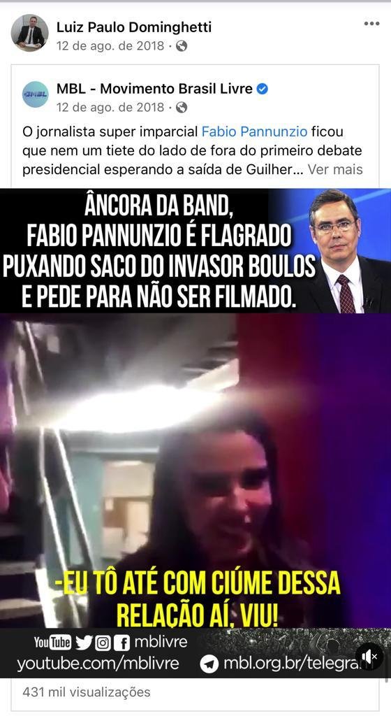 Publicação feita por Luiz Paulo Dominguetti Pereira em uma rede social