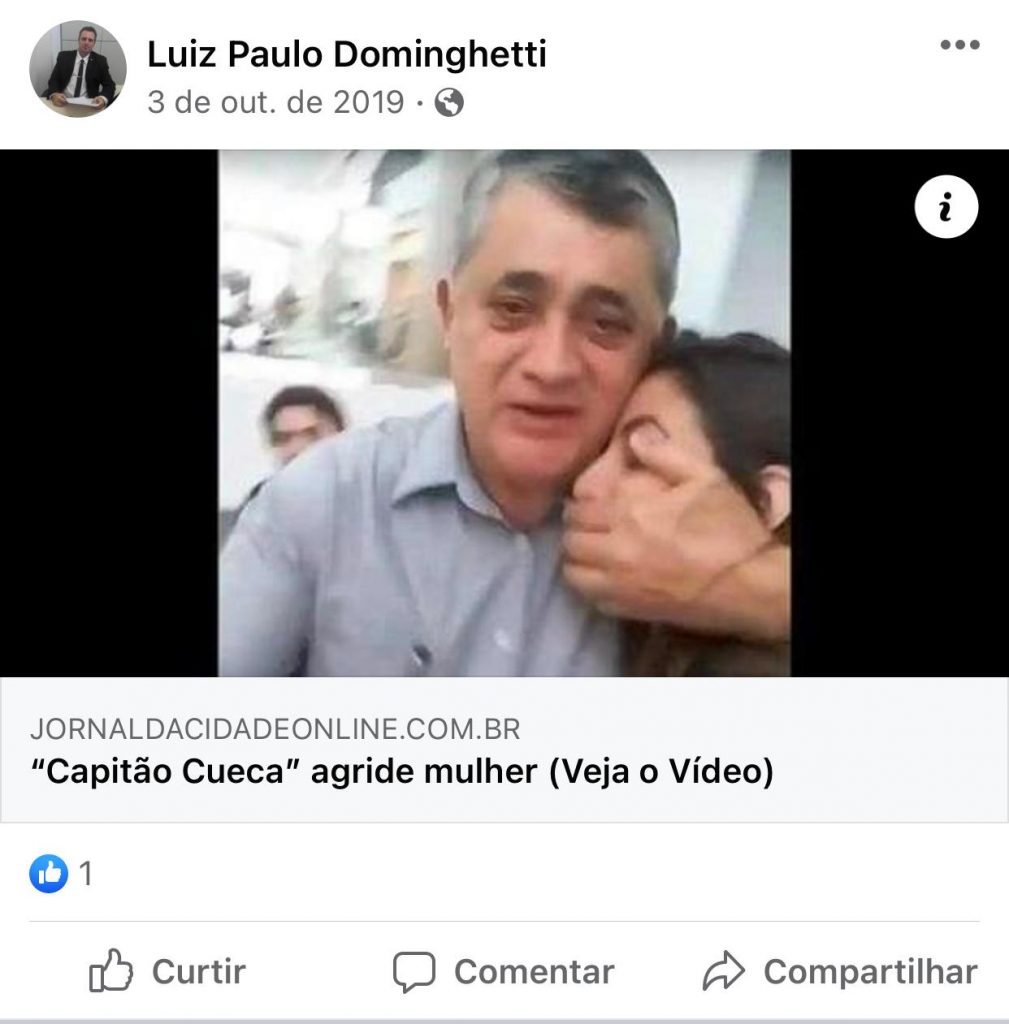 Publicação feita por Luiz Paulo Dominguetti Pereira em uma rede social