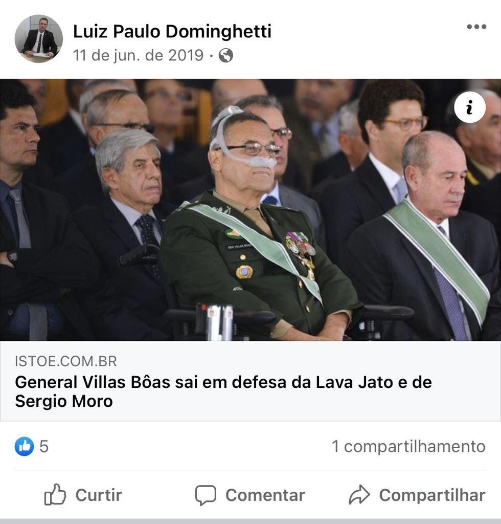 Publicação feita por Luiz Paulo Dominguetti Pereira em uma rede social