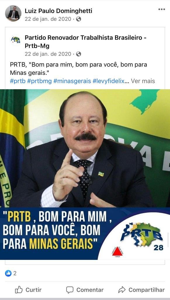 Publicação feita por Luiz Paulo Dominguetti Pereira em uma rede social