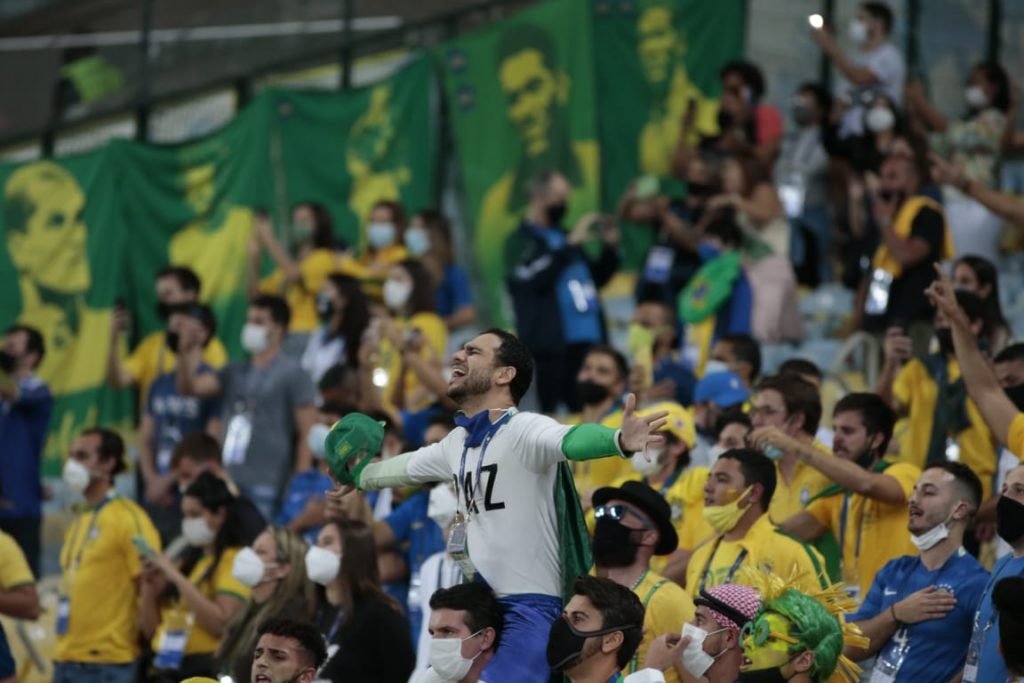 Torcedores brasileiros Argentina x Brasil, válido pela final da Copa América 2021 no Estádio Maracanã, no Rio de Janeiro 12