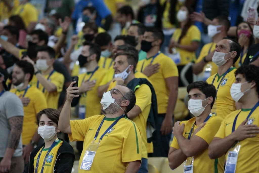 Torcedores brasileiros Argentina x Brasil, válido pela final da Copa América 2021 no Estádio Maracanã, no Rio de Janeiro 12