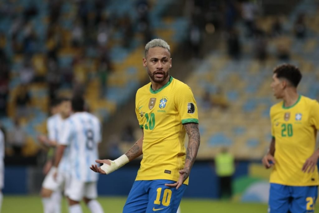 Neymar durante Argentina x Brasil, válido pela final da Copa América 2021 no Estádio Maracanã, no Rio de Janeiro 17