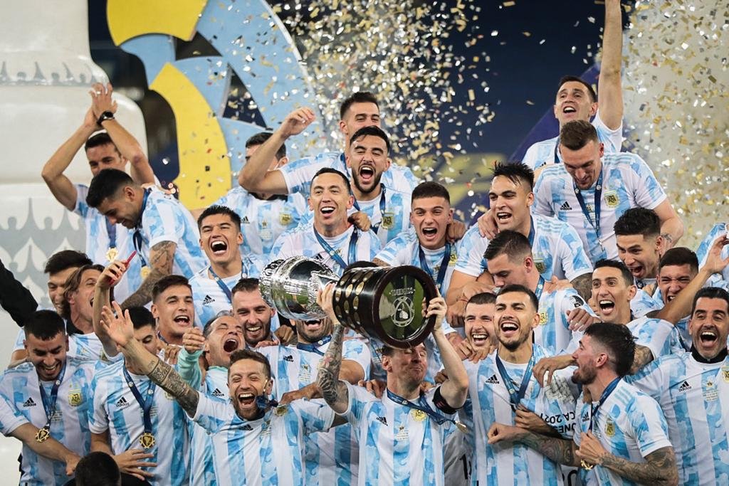 Comemoração da vitória entre Argentina x Brasil, válido pela final da Copa América 2021 no Estádio Maracanã, no Rio de Janeiro 1