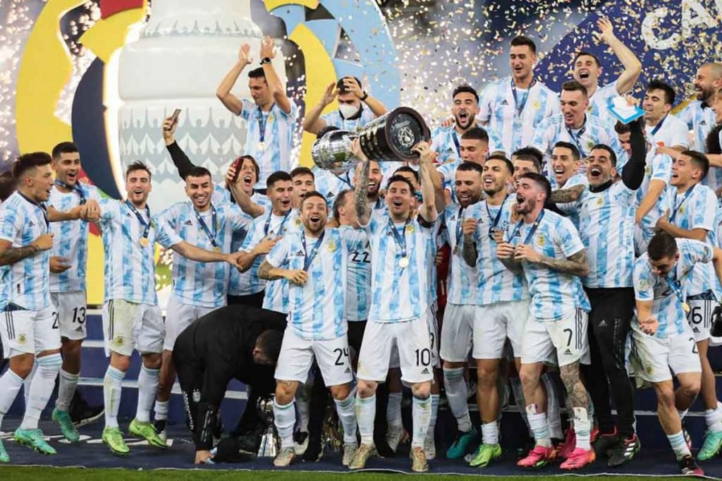 Comemoração da vitória entre Argentina x Brasil, válido pela final da Copa América 2021 no Estádio Maracanã, no Rio de Janeiro 1