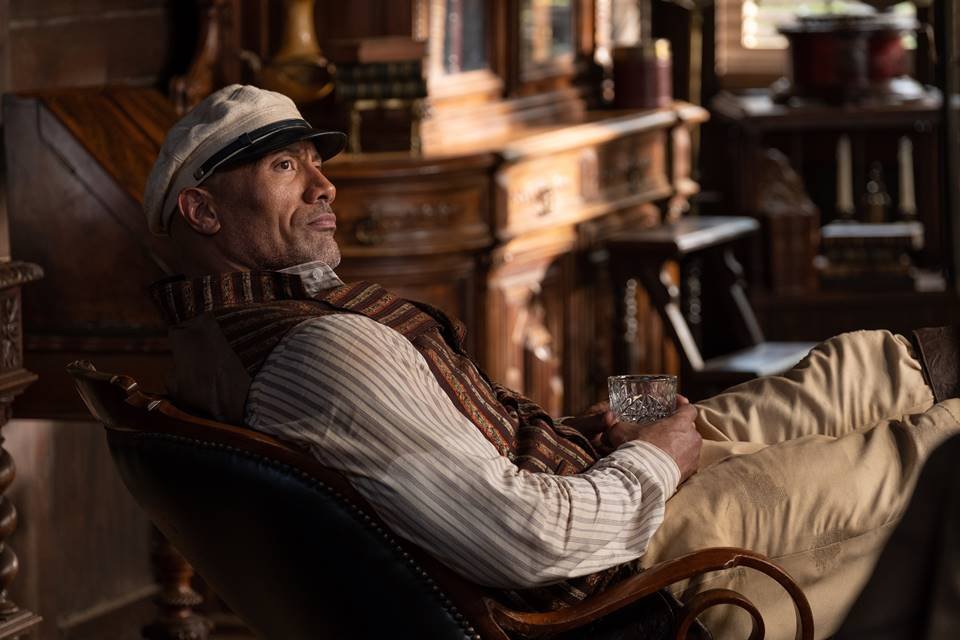 (L-R): Emily Blunt as Lily Houghton, Dwayne Johnson as Frank Wolff and Jack Whitehall as MacGregor Houghton in Disney’s JUNGLE CRUISE. Photo courtesy of Disney. © 2021 Disney Enterprises, Inc. All Rights Reserved.