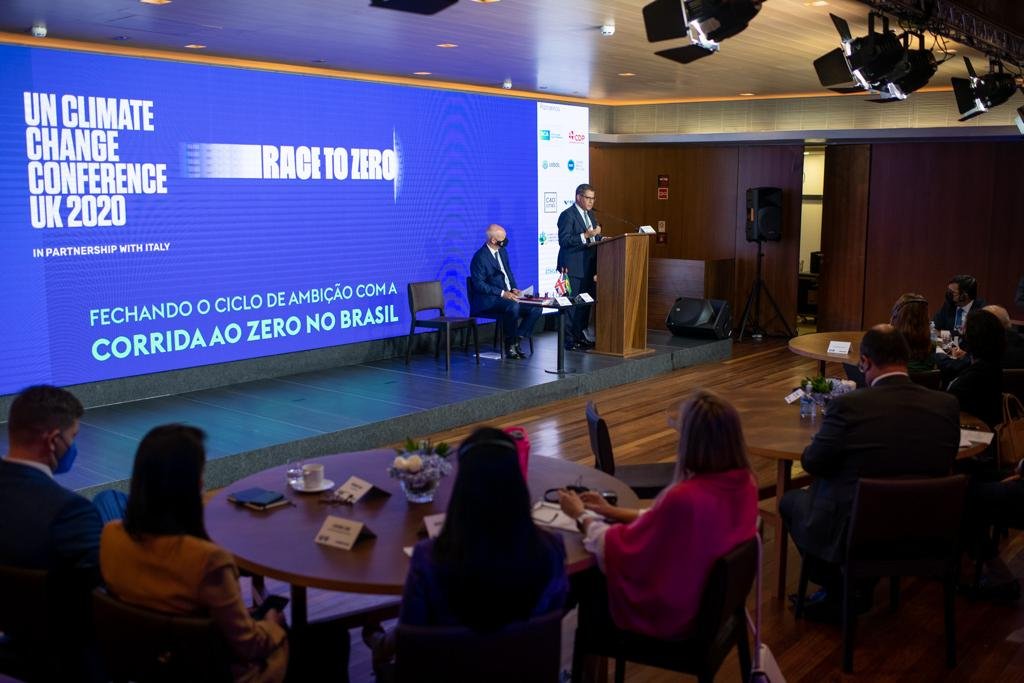 Evento campanha Race to Zero (Corrida para o Zero), que busca zerar as emissões de gases do efeito estufa
