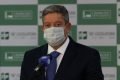 O presidente da Câmara dos Deputados, Arthur Lira, faz pronunciamento à imprensa, no Salão Verde da Câmara dos Deputados