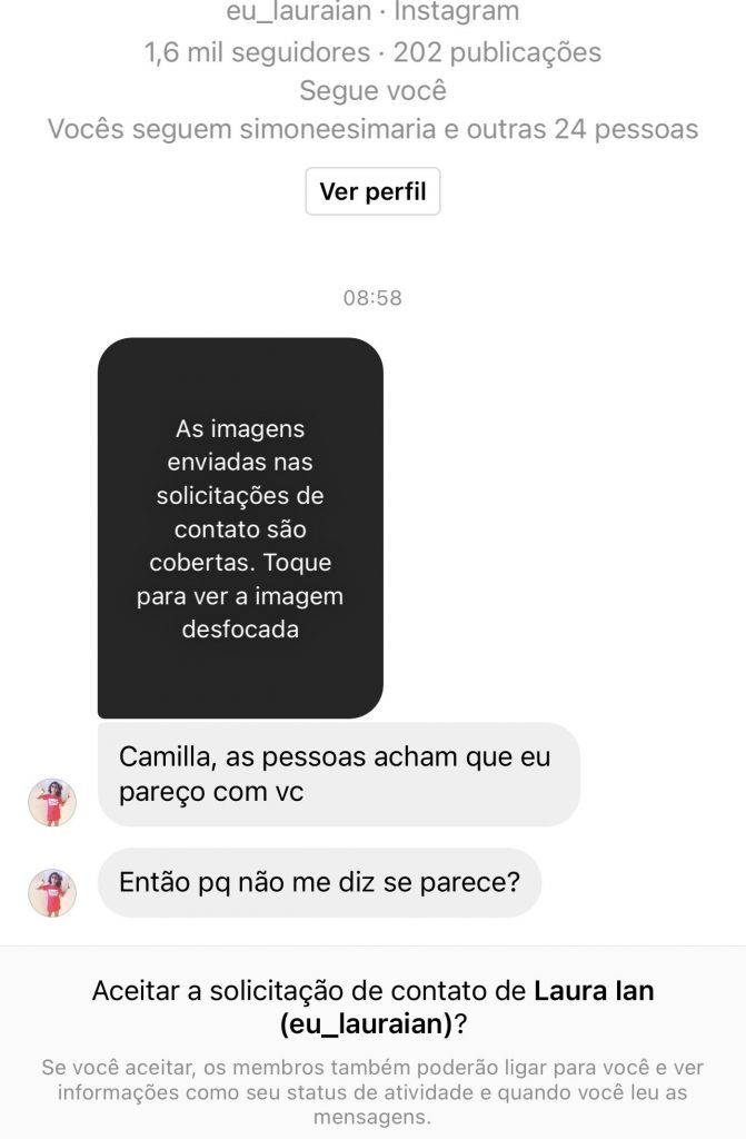 Laura Ian, fã de Camilla de Lucas
