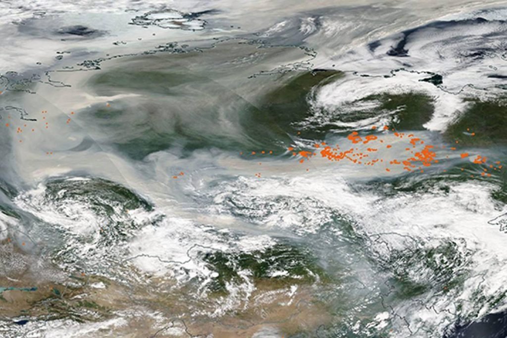 Fumaça de incêndios na Sibéria