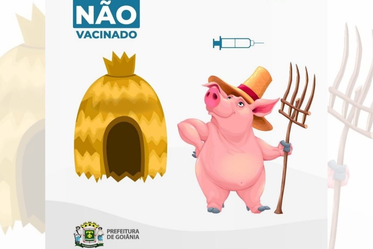 Campanha usa fábula dos 3 Porquinhos para incentivar vacinação em Goiânia
