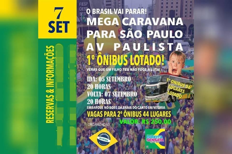 apoiadores de bolsonaro anunciam caravanas em várias partes do brasil para atos do dia 7 de setembro