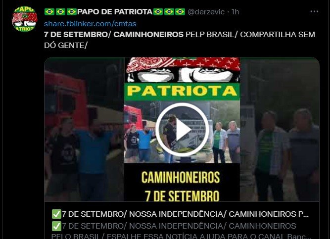 twitter bolsonarista convoca para 7/9