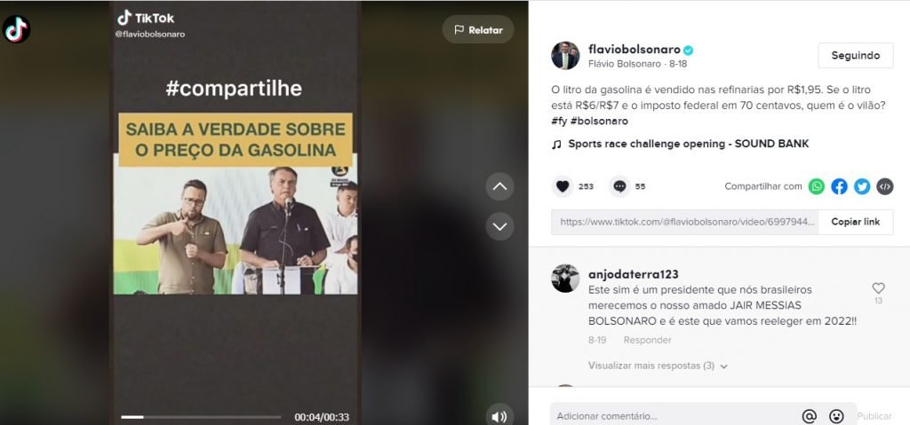 flavio bolsonaro no tiktok