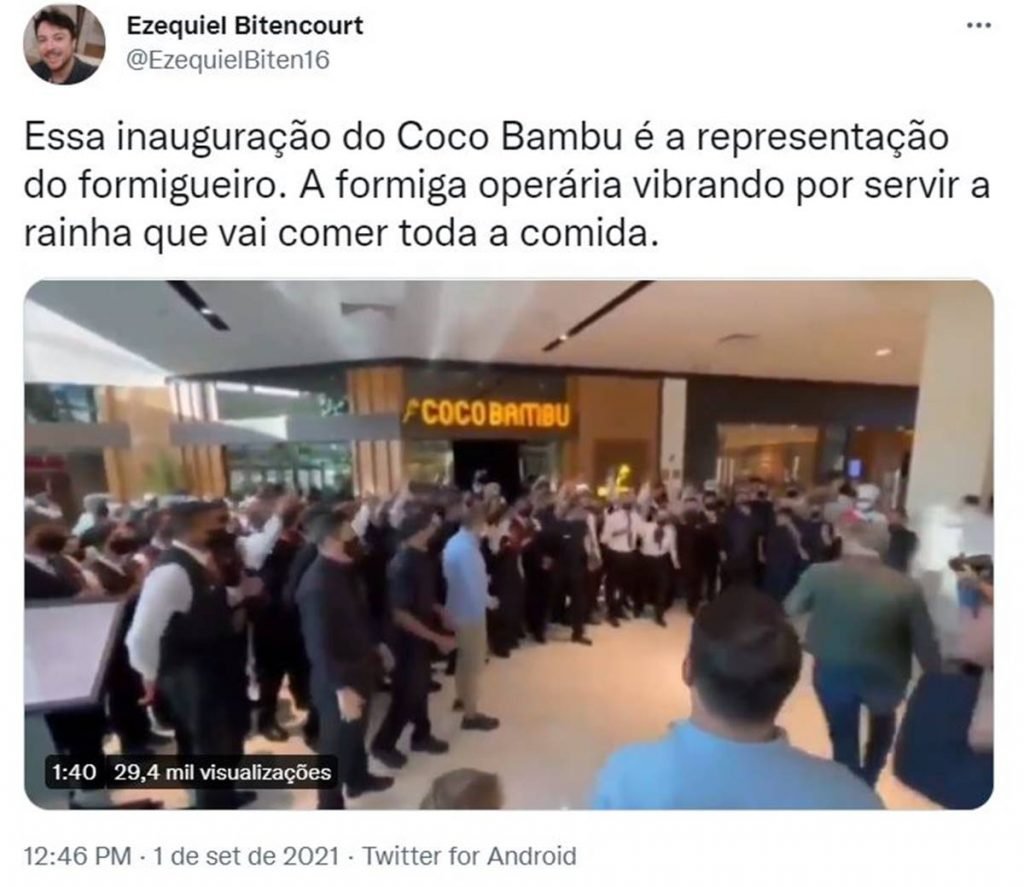 Tuíte sobre Coco Bambu