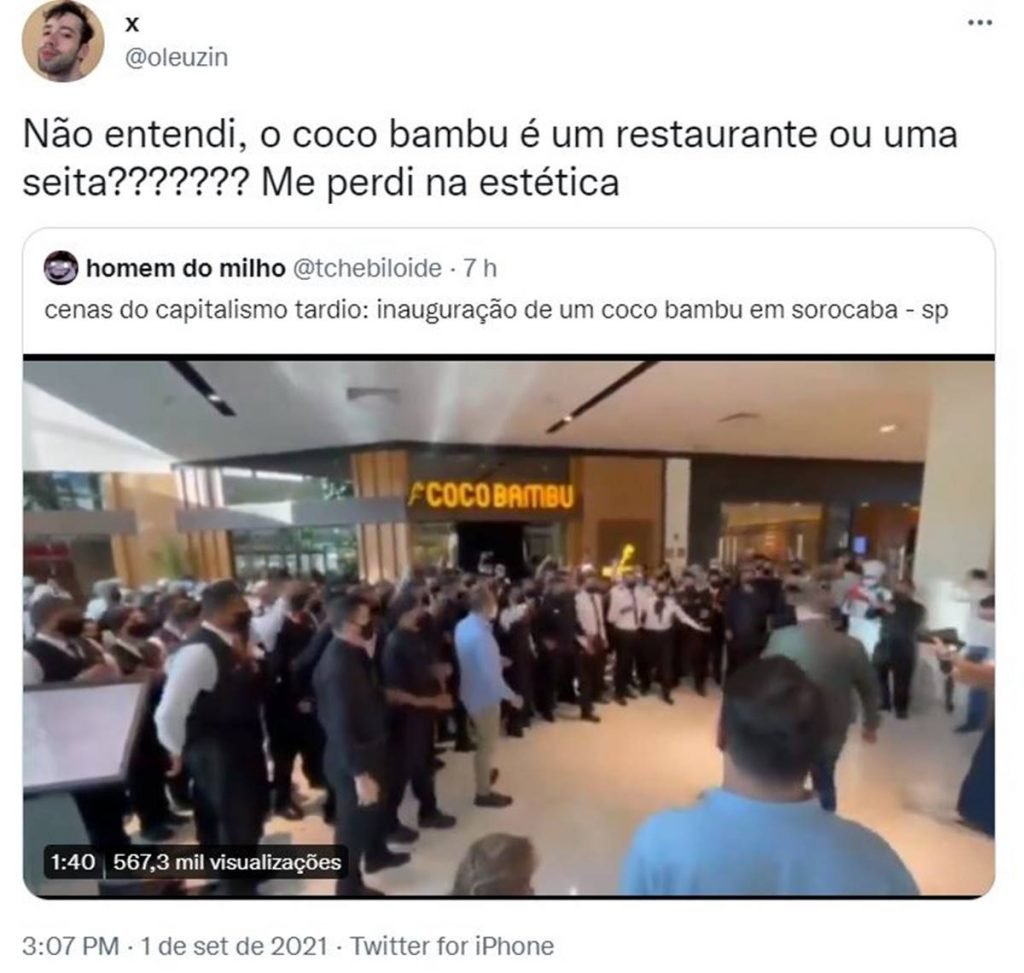 Tuíte sobre Coco Bambu