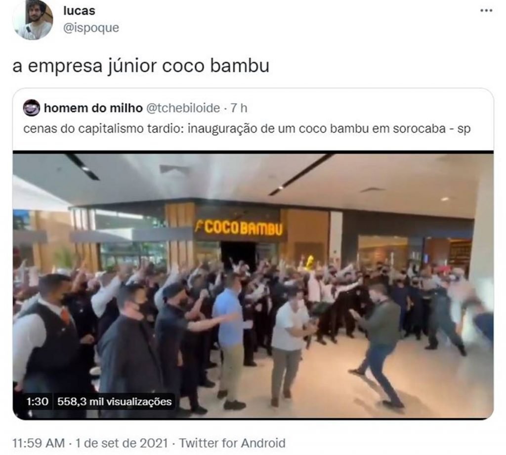 Tuíte sobre Coco Bambu