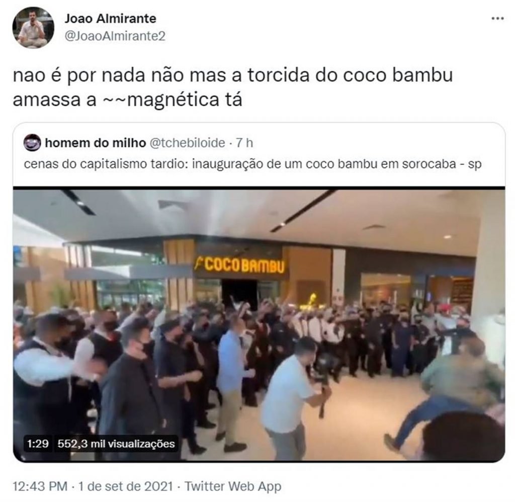 Tuíte sobre Coco Bambu
