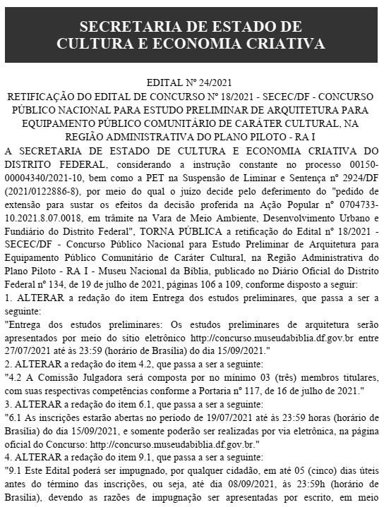 Publicação no DODF