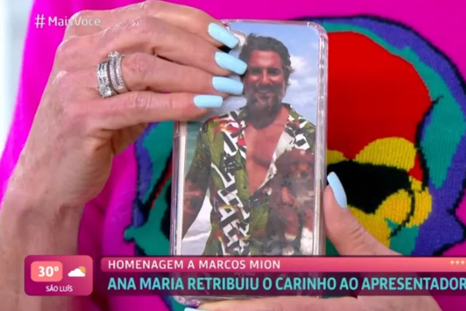 Ana Maria Braga usa capinha com foto de Mion