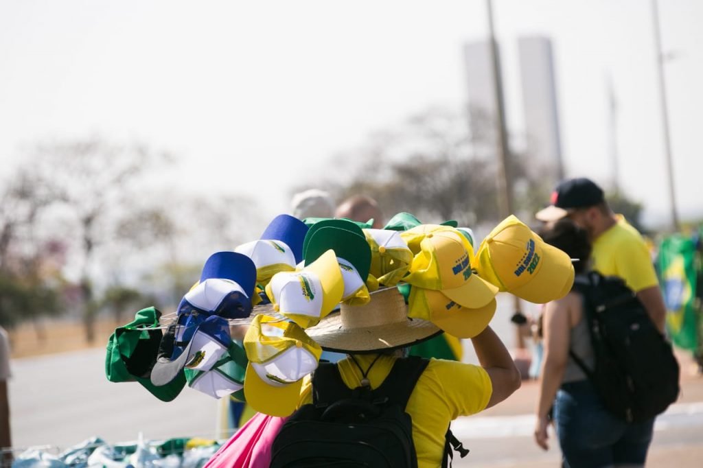Movimentação de bolsonaristas na Esplanada dos Ministérios. A via está fechada para as manifestações de 7 de setembro