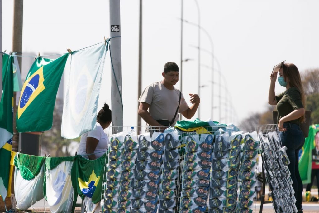 Movimentação de bolsonaristas na Esplanada dos Ministérios. A via está fechada para as manifestações de 7 de setembro