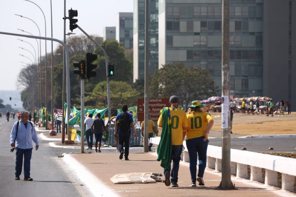 Movimentação de bolsonaristas na Esplanada dos Ministérios. A via está fechada para as manifestações de 7 de setembro
