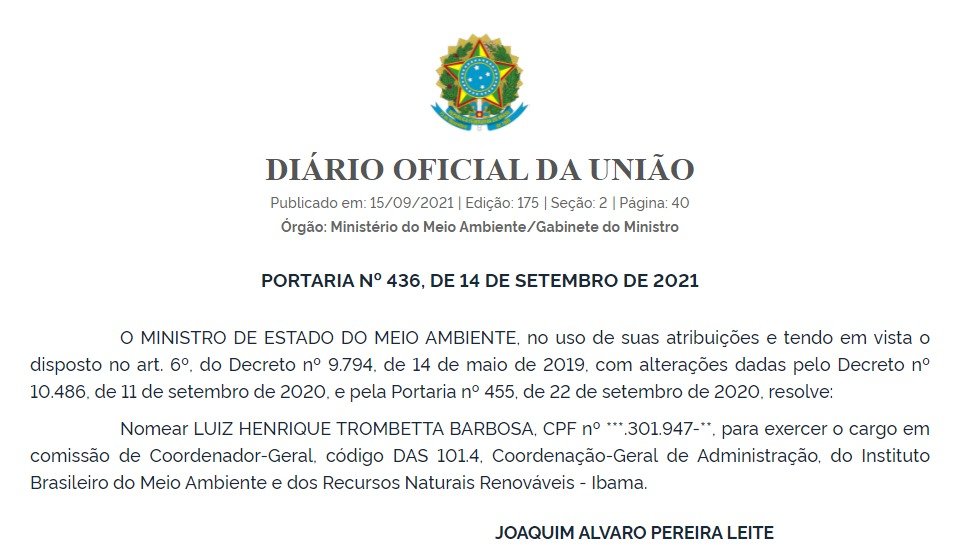 Nomeação de Luiz Henrique Trombetta Barbosa