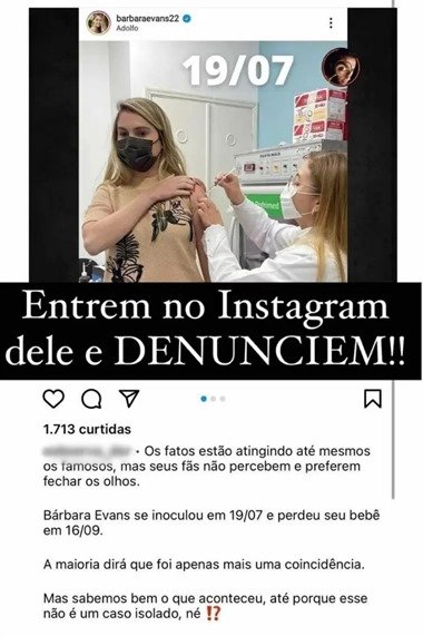 Perfil denunciado por Bárbara Evans