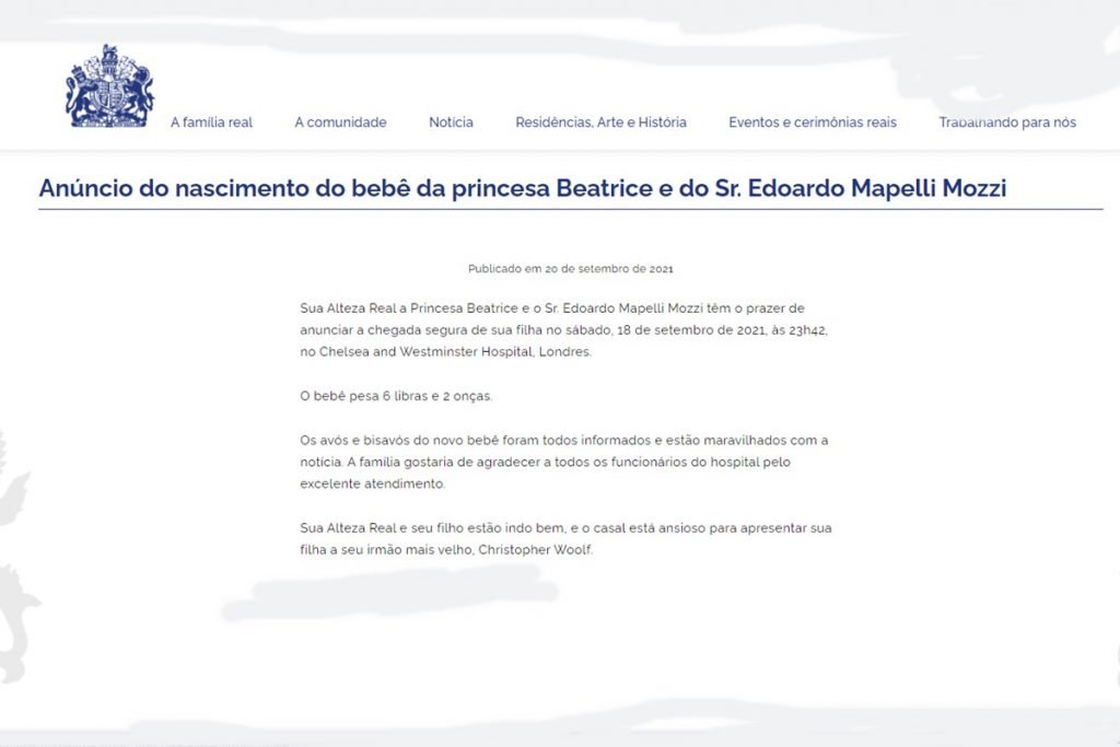 Comunicado princesa Beatrice