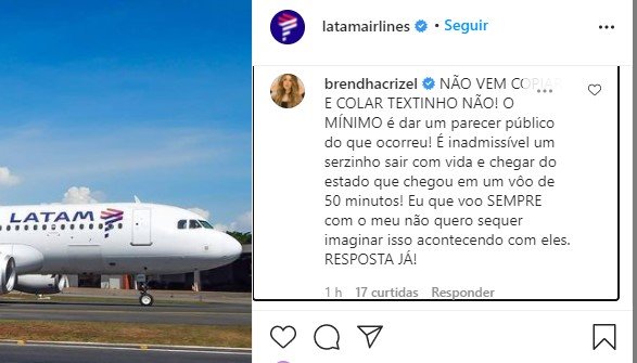 postagem xingando a latam