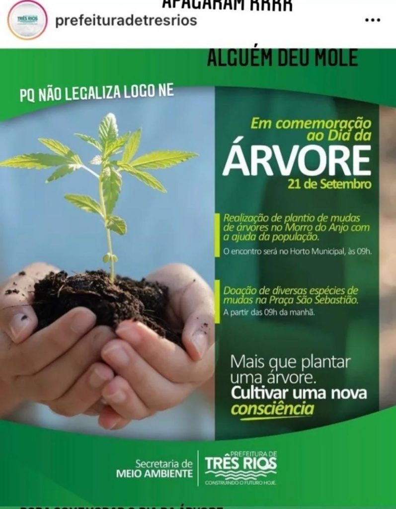 Prefeitura de Três Rios alega que frase sobre legalização da maconha é montagem