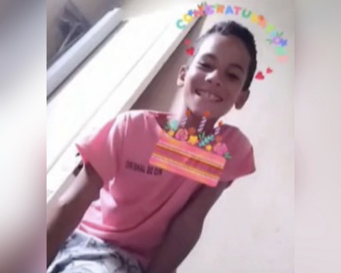 O menino Michael Deodato, de 11 anos, morreu no desabamento de uma laje no Lins, zona norte do Rio