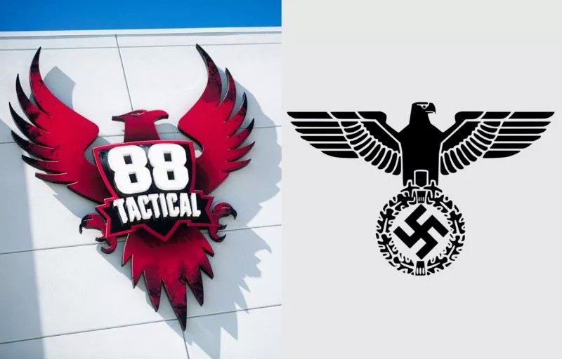 Símbolo do Tactical 88 ao lado do símbolo do partido nazista