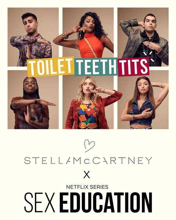 Elenco de Sex Education na campanha Breast Cancer Awareness 2021, de Stella McCartney